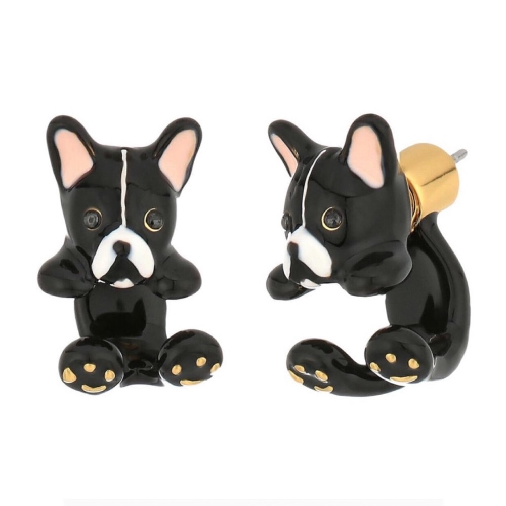 Kate Spade Black and Gold Dog Earrings